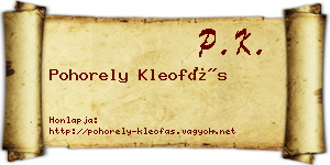 Pohorely Kleofás névjegykártya